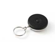 KEY-BAK #5B Retractable Key Reel with 24" Stainless Steel Chain Black Front Steel Belt Clip