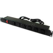 Wiremold Rack Mount Power Strip, 6 Front Outlets, 15A, 15' Cord