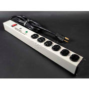 Wiremold Surge Protected Power Strip W/Lighted Switch, 6 Outlets, 20A, 3kA, 15' Cord