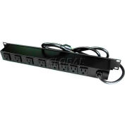Wiremold Rack Mount Surge Protected Power Strip, 8 Outlets, 15A, 3kA, 15' Cord