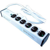 Wiremold Medical Grade Surge Protected Power Strip, 6 Outlets, 15A, 3kA, 6' Cord