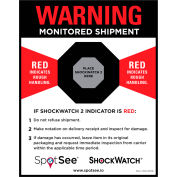 SpotSee™ ShockWatch® Companion Labels, 5-3/4"W x 4-1/2"L, Noir/Rouge/Blanc, 200/Roll