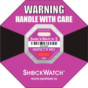 SpotSee™ ShockWatch® 2 indicateurs d’impact encadré sérialisés, gamme 37g, violet, 50/box