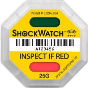 SpotSee ShockWatch® RFID Impact Indicators, 25G Range, Yellow, 100/Box