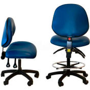 WSI 2050 série chaise vinyle 2050-NB-CRV-BL, salle blanche, Base en Nylon, 21"-31" H, bleu