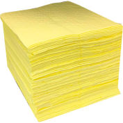 Global Industrial™ Hazmat Sorbent Pads, Poids lourd, 15"L x 18"L, Jaune, 100/Pack