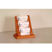 3 Pocket Counter Top Business Card Holder - Medium Oak