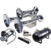 Wolo® Three Trumpet Train Horn, Heavy-Duty On-Board Air System, 5 Gallon Tank - 852-860