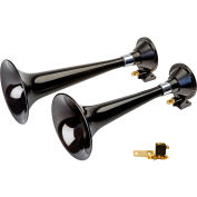 Wolo® Two Trumpet Train Horn Black Abs With 12-Volt Solenoid And Brass Fittings - 870