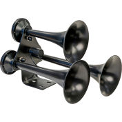 Wolo® Train Horn 3 Trumpet Metal Painted Black With 24-Volt Solenoid - 888