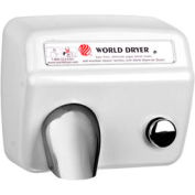 World Dryer Modèle A Push Button Sèche-mains, Acier Blanc, 208/230V