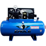 Eagle 153120H2-MS230, 15 HP, Two-Stage Compressor, 120 Gal, Horiz., 200 PSI, 44.7 CFM, 3-Phase 230V