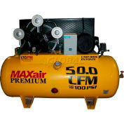 MaxAir C153120H1-MS230-MAP, 15HP, Single-Stage Comp, 120 Gal, Horiz., 200 PSI, 60 CFM, 3-Phase 230V