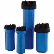10" Commercial Blue/Black Plastic Filter Housing 3/4" Port Pressure Release - Pkg Qty 12