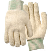 Wells Lamont Industrial Terry White Glove, Heavy Weight, Knit Wrist, L, 12 Pairs