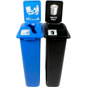Busch Systems Waste Watcher double-déchets et matières recyclables mixtes, 46 gallons, bleu/noir-101050