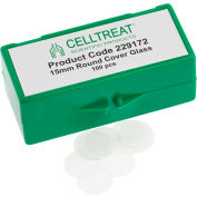 CELLTREAT® 15mm Round Cover Glass, Fits 24 Well Plate, Sterile, 100/PK