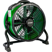 XPOWER Sealed Motor Axial Air Mover, Souffleur, Ventilateur avec prises de courant, 1/4 HP, 1720 CFM, Var Speed, Vert