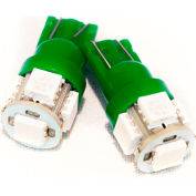 Race Sport T10 5050 LED 5 Ampoules à puce, Vert, Paire, 12-24VDC