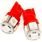 Race Sport T10 5050 LED 5 Ampoules à puce, Rouge, Paire, 12-24VDC