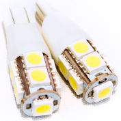 Race Sport T15 5050 LED 9 Ampoules à puce, Blanc, Paire, 12-24VDC