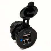 Marine Sport Lighting Socket Sized Dual USB Port, 3.1A, Blue LED