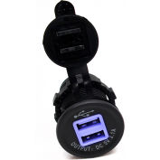 Marine Sport Lighting 2 Port USB Socket, 3.1A Input, 5V Output, 12/24VDC, 4 LED