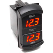 Marine Sport Lighting Rocker Switch Sized Dual Volt Meter, 10-60V
