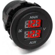 Marine Sport Lighting Socket Sized Dual DC Volt Meter, 10-60V, 2 Digital Displays