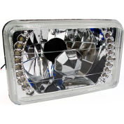 Race Sport 7x6" Diamond Cut H4 Conversion Lens w/ Recessed LED Halo, White, Each