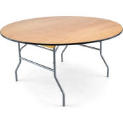 Table pliante en bois Atlas Commercial, 54'' Ronde, Bord vinyle - Série Titan
