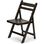 Atlas Commercial Titan Series Wood Slatted Folding Chair - Antique Black