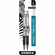 Stylo à bille rétractable zèbre F-301, encre noire, gaine en acier inoxydable, paquet de 2