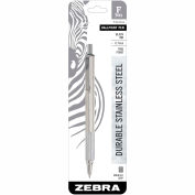 Zebra Retractable Ballpoint Pen F-701 - Black Ink - Stainless Steel Barrel