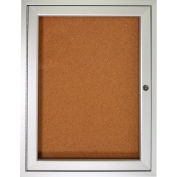 Ghent Enclosed Bulletin Board - 1 Door - Natural Cork w/Silver Frame - 36" x 36"