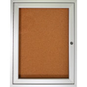 Gand Enclosed Bulletin Board - 1 Door - Natural Cork w/Silver Frame - 36" x 36"