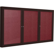 Ghent Enclosed Bulletin Board - Outdoor - Vinyl - Bronze Frame - 36" x 72" H - Berry