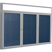 Ghent Enclosed Vinyl Bulletin Board - Outdoor - With Headliner - Navy - 4' x 8'