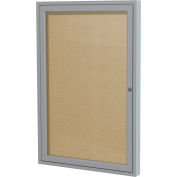 Ghent Enclosed Bulletin Board, Outdoor, 1 Door, 24"W x 36"H, Caramel Vinyl/Silver Frame