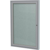 Tableau d’affichage fermé de Gand, Extérieur, 1 portes, 18 « L x 24 « H, Vinyle argent / Cadre argenté