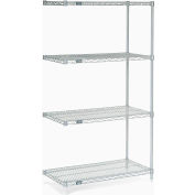 Nexel® 4 Shelf, Nexelate® Silver Epoxy Wire Shelving Unit, Add On, 60"W x 24"D x 86"H