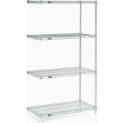 Nexel® 4 Shelf, Nexelate® Silver Epoxy Wire Shelving Unit, Add On, 72"W x 18"D x 86"H