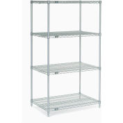 Nexel®, Nexelate®, Silver Epoxy, 4 Tier, Wire Shelving Starter Unit, 42"W x 24"D x 54"H