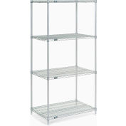 Nexel® 4 Shelf, Poly-Z-Brite® Wire Shelving Unit, Starter, 30"W x 21"D x 54"H