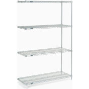 Nexel® 4 Shelf, Nexelate® Silver Epoxy Wire Shelving Unit, Add On, 48"W x 18"D x 74"H