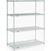 Nexel®, Nexelate®, Silver Epoxy, 4 Tier, Wire Shelving Starter Unit, 48"W x 24"D x 63"H