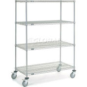 Nexel® Chrome Wire Shelf Truck w/Brakes, 1200 lb. Capacity, 48"L x 24"W x 69"H