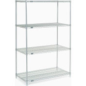 Nexel® 4 Shelf, Poly-Z-Brite® Wire Shelving Unit, Starter, 48"W x 24"D x 86"H