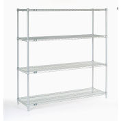 Nexel®, Nexelate®, Époxy argenté, 4 niveaux, Unité de démarrage d’étagères en fil, 60 « L x 21 " P x 63 " H