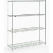 Nexel® Poly-Z-Brite®, 4 niveaux, unité de démarrage d’étagères en fil, 60 « L x 21 « P x 74 » H